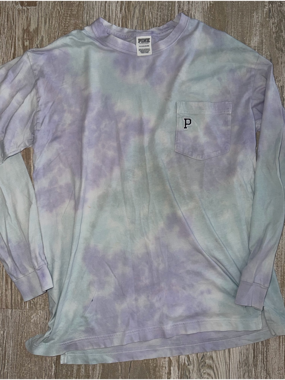 PINK Victoria's Secret Pastel Lavender & Light Blue Tie-Dye Top